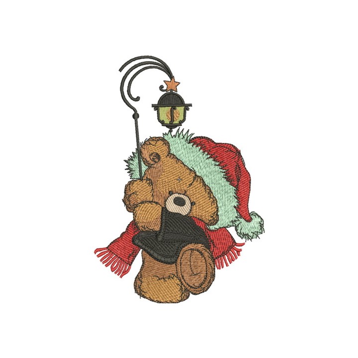 Teddy bear with lantern embroidery design - Embroidery Design