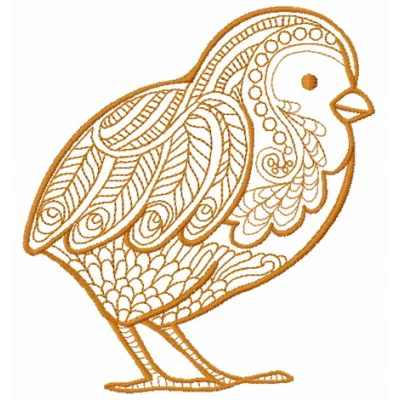 Mosaic chicken embroidery design showcasing vibrant colors and intricate patterns for farm-themed projects.