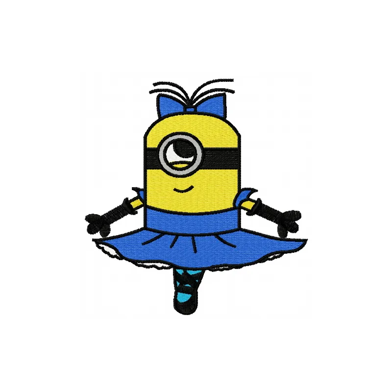 Minion girl 3 embroidery design featuring a playful character from Despicable Me, perfect for kids' clothing and accessories.
