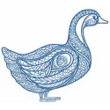 Mosaic duck embroidery design showcasing vibrant colors and intricate details, ideal for farm-themed projects.