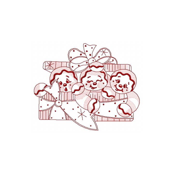 Gingerbread trio 2 embroidery design - Embroidery Design