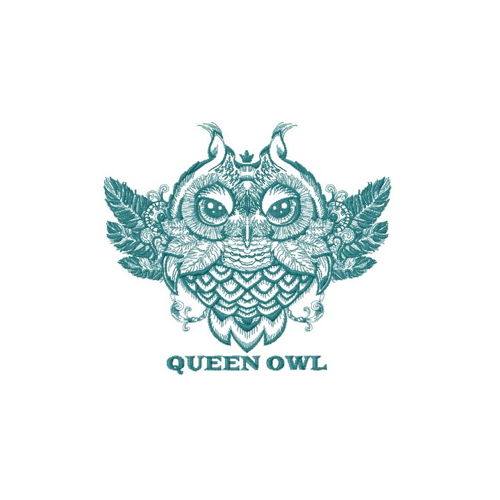 Queen owl embroidery design - Embroidery Design