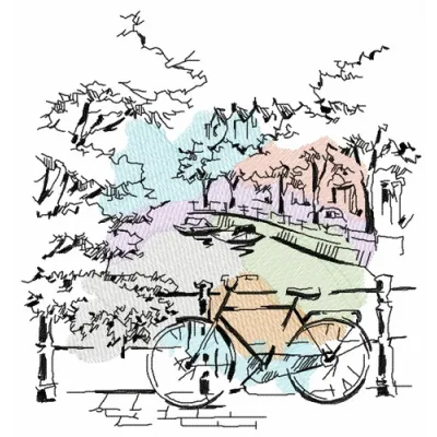 Amsterdam Netherlands 2 embroidery design showcasing scenic motifs, perfect for travel-themed stitching projects.