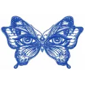 Magic eyes butterfly embroidery design showcasing intricate stitching patterns for creative projects.