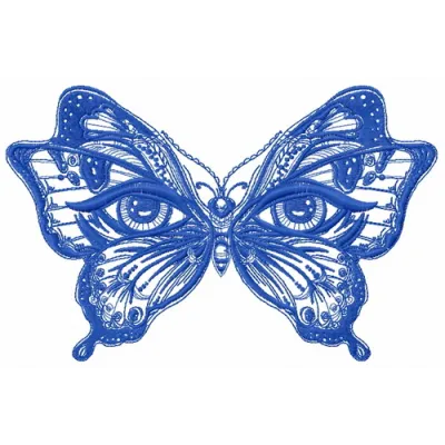 Magic eyes butterfly embroidery design showcasing intricate stitching patterns for creative projects.