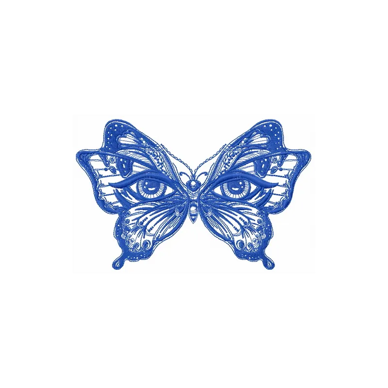Magic eyes butterfly embroidery design showcasing intricate stitching patterns for creative projects.
