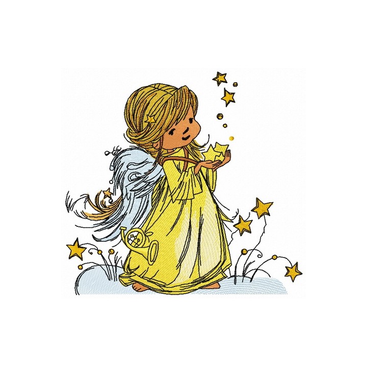 Star angel embroidery design - Embroidery Design