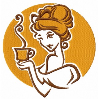Lady's coffee break embroidery design - Embroidery Design