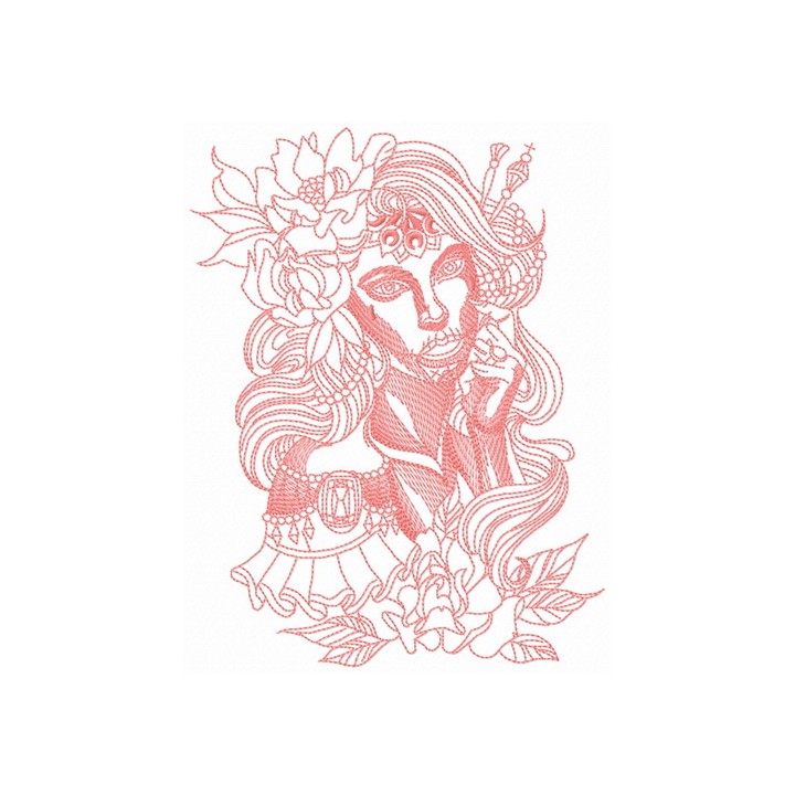 Scary Spanish Beauty 2 embroidery design showcasing intricate stitching patterns for girls and women.