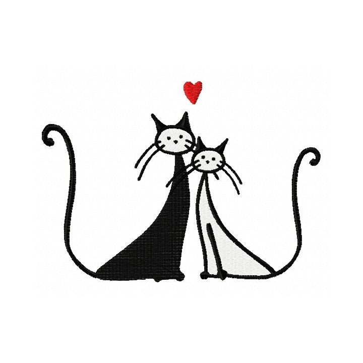 Cat's love embroidery design - Embroidery Design