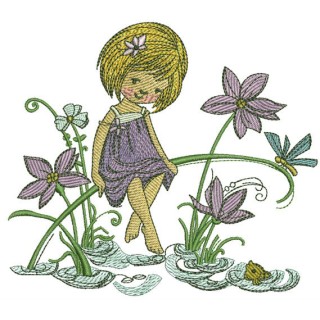 Tiny girl embroidery design - Embroidery Design