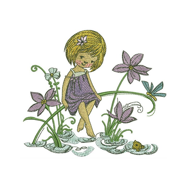 Tiny girl embroidery design - Embroidery Design