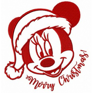 Adorable Minnie Merry Christmas embroidery design - Embroidery Design