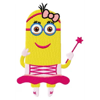 Minion fairy embroidery design showcasing a whimsical character from Despicable Me for creative stitching projects.