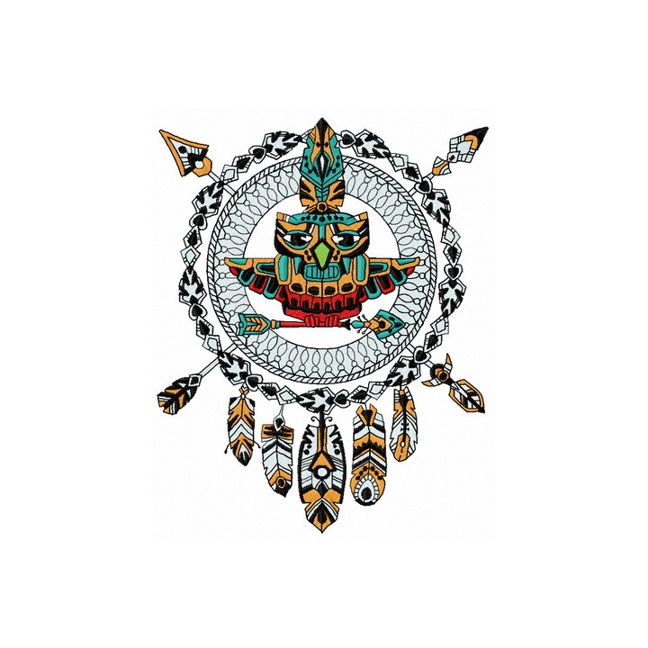 Owl totem embroidery design - Embroidery Design