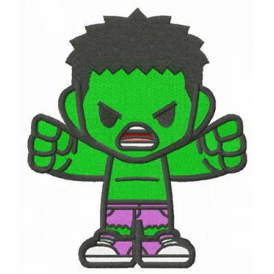 Teen Hulk embroidery design showcasing a vibrant stitched motif, perfect for hoodies and t-shirts.