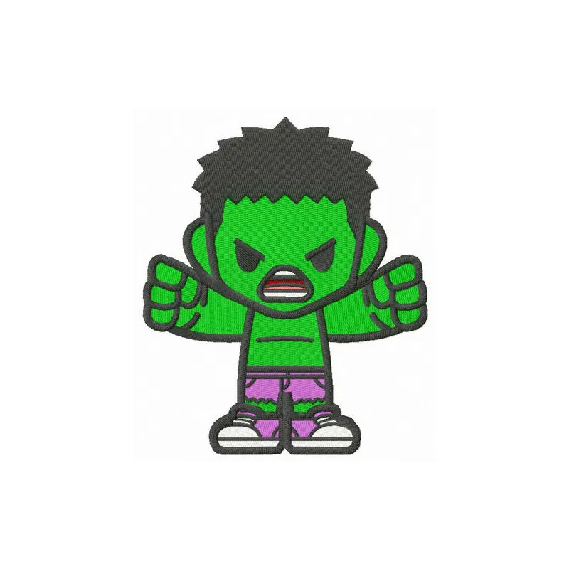 Teen Hulk embroidery design showcasing a vibrant stitched motif, perfect for hoodies and t-shirts.