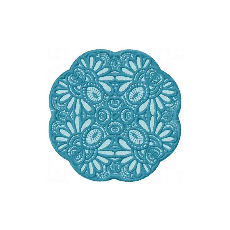 Lace doily 12 embroidery design featuring intricate snowflake patterns for delicate stitching projects.