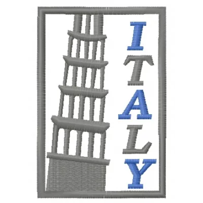 Italy embroidery design showcasing a scenic motif ideal for travel-themed stitching projects.