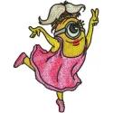 Minion dancer embroidery design featuring a playful Minion character from Despicable Me, perfect for various projects.