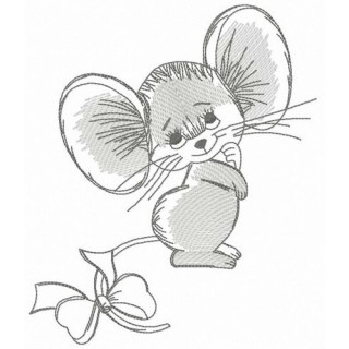 Shy mousekin embroidery design - Embroidery Design