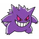 Gengar embroidery design featuring the playful Pokémon in a vibrant stitched motif, ideal for various projects.