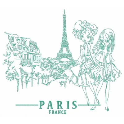 Preview of French fashion-mongers 2 embroidery design showcasing stylish motifs inspired by France.