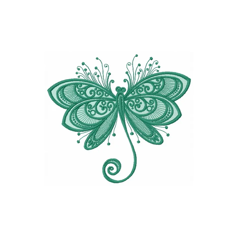 Funny butterfly embroidery design showcasing a whimsical stitched motif, ideal for decorating t-shirts and tote bags.