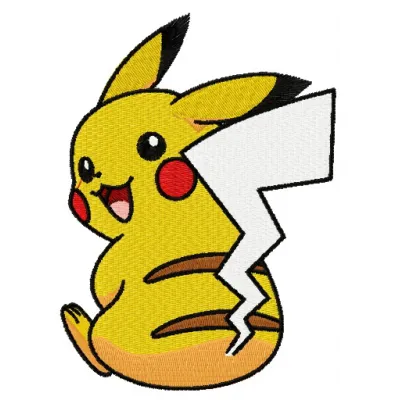 Pikachu 6 embroidery design featuring the iconic Pokémon character, perfect for stitching on apparel and accessories.