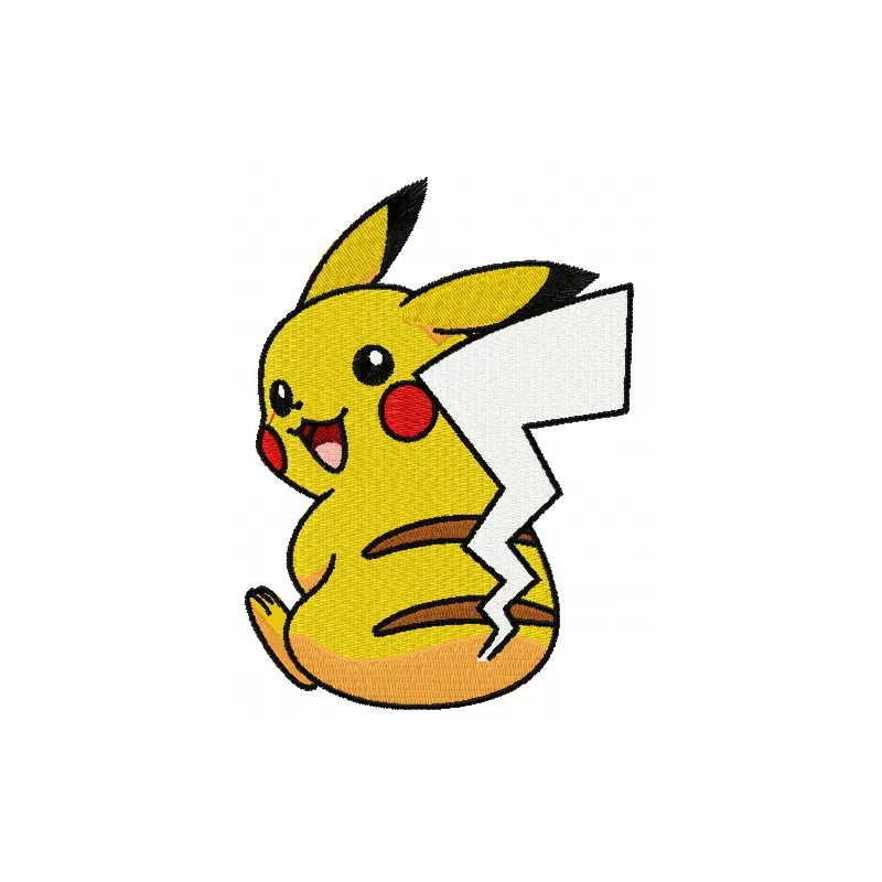 Pikachu 6 embroidery design featuring the iconic Pokémon character, perfect for stitching on apparel and accessories.