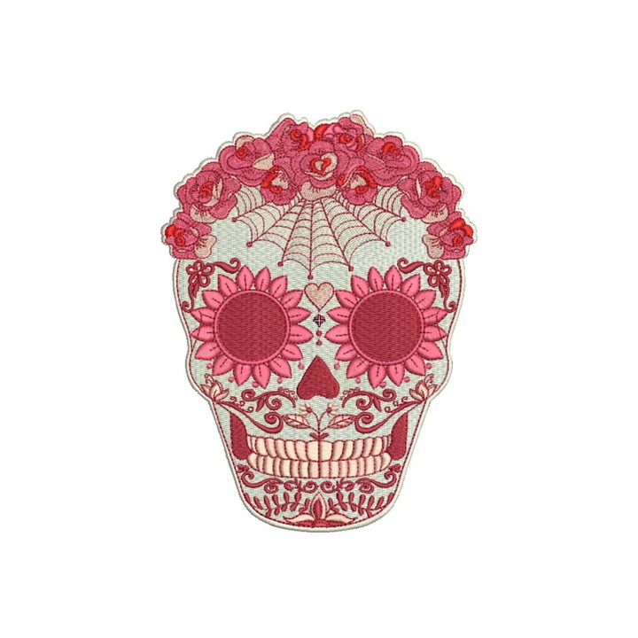 Floral skull embroidery design - Embroidery Design