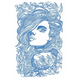 Girl and autumn fall 2 embroidery design - Embroidery Design