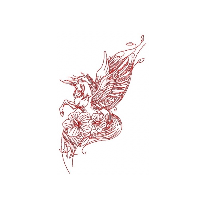 Pegasus with flowers 2 embroidery design - Embroidery Design