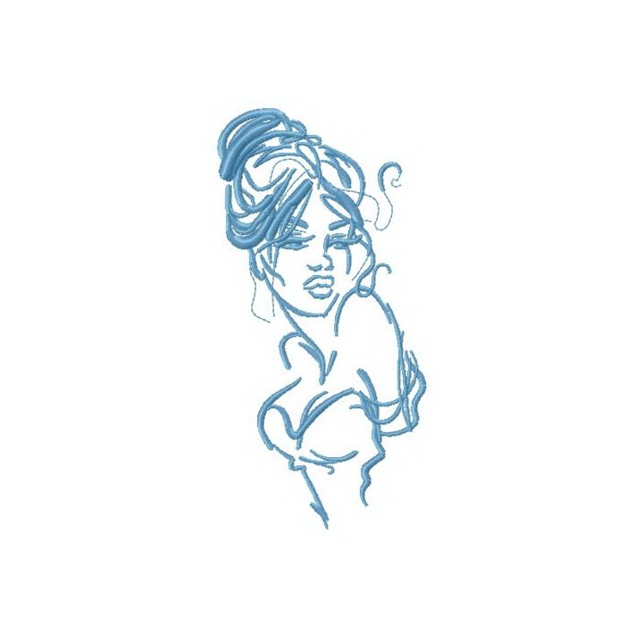 Stylish young lady embroidery design - Embroidery Design