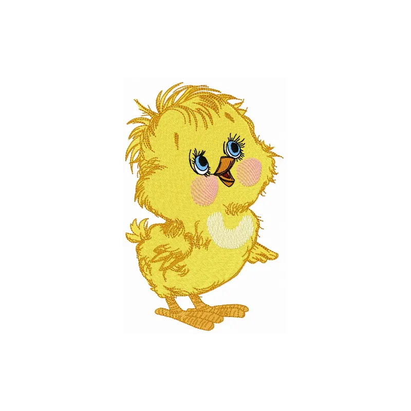 Preview of the Curious Chicken 3 embroidery design featuring a whimsical farm animal motif for creative stitching.