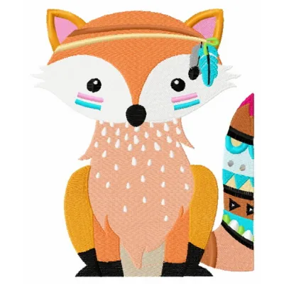 Indian fox embroidery design showcasing intricate stitching patterns for creative projects.