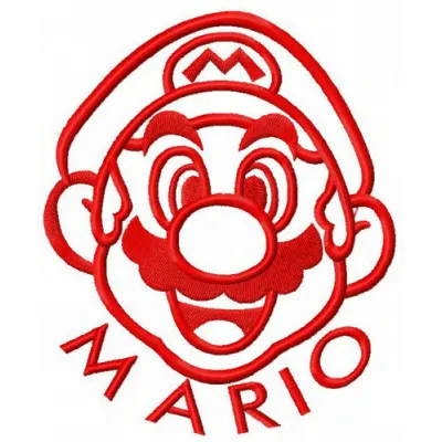 Happy Mario face embroidery design featuring a cheerful expression, perfect for stitching on t-shirts and tote bags.