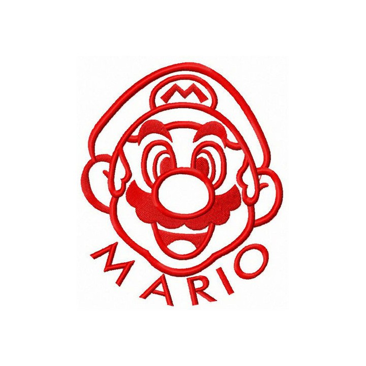 Happy Mario face embroidery design - Embroidery Design