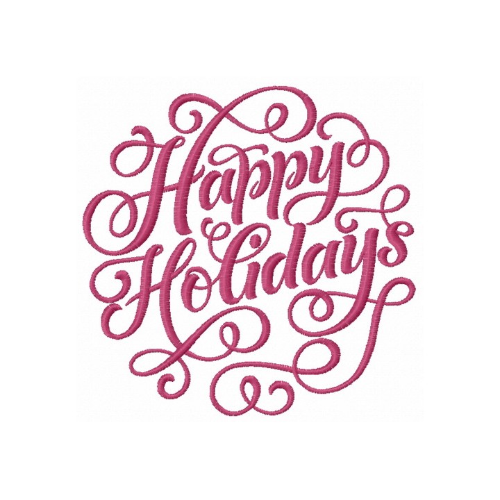 Happy holidays embroidery design - Embroidery Design