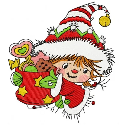 Santa's fairy 2 embroidery design showcasing a whimsical holiday motif for festive stitching projects.