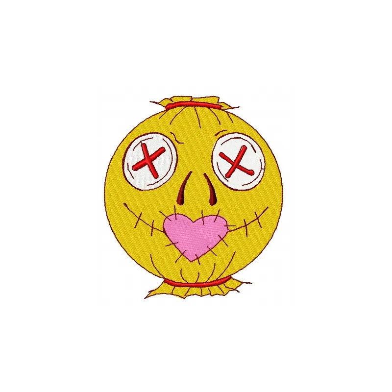 Embroidery design preview of a charming scarecrow in love, perfect for Halloween-themed stitching projects.