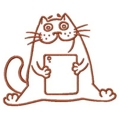 Embroidery design featuring playful cats enjoying computer games, perfect for stitching on tote bags or t-shirts.