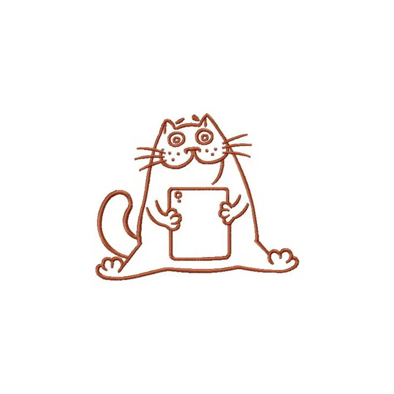 Embroidery design featuring playful cats enjoying computer games, perfect for stitching on tote bags or t-shirts.