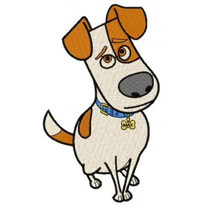 Preview of the Sad Max embroidery design from The Secret Life of Pets, showcasing adorable stitched motifs.