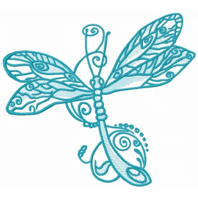 Fancy dragonfly 2 embroidery design showcasing intricate stitching patterns for decorative projects.