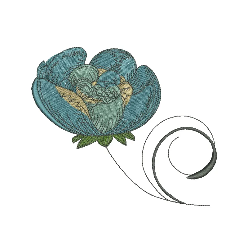 Peony 2 embroidery design featuring intricate floral details, perfect for embellishing home textiles or apparel.