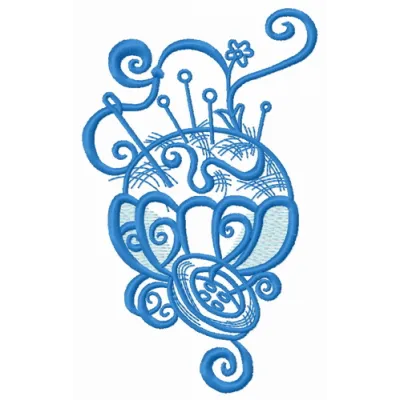 Preview of a tailor's pins embroidery design featuring intricate stitching patterns for kitchen and cooking projects.