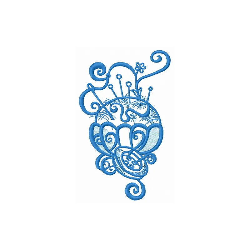 Preview of a tailor's pins embroidery design featuring intricate stitching patterns for kitchen and cooking projects.