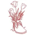 Original composition with tulips embroidery design featuring vibrant floral motifs for creative stitching projects.