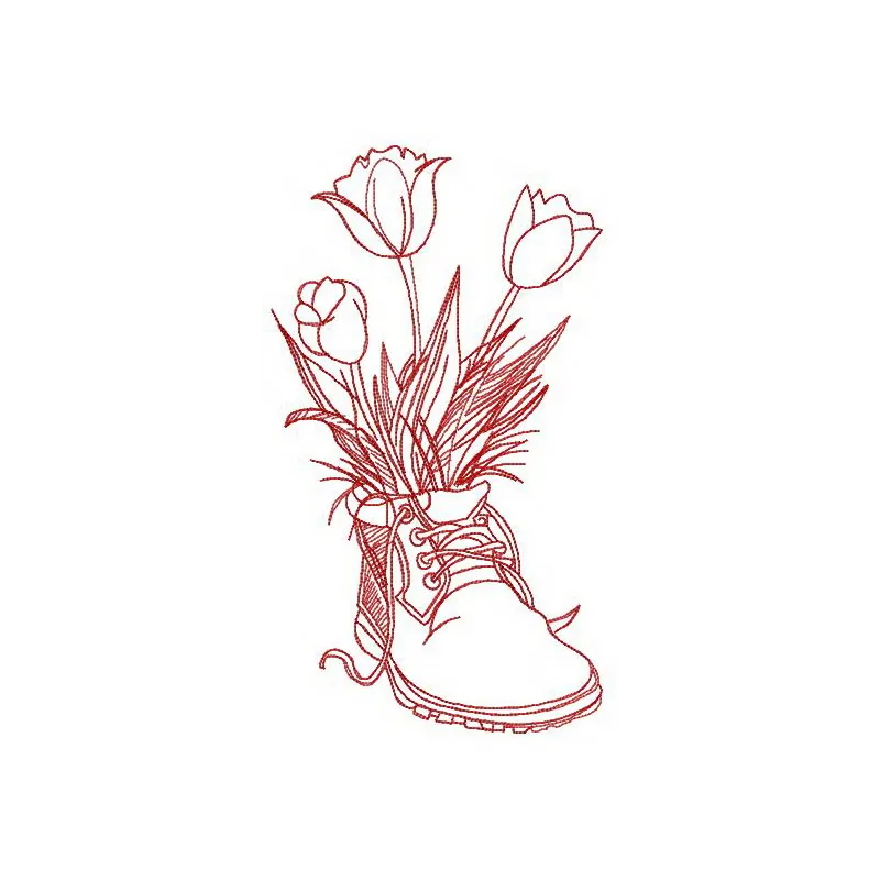 Original composition with tulips embroidery design featuring vibrant floral motifs for creative stitching projects.